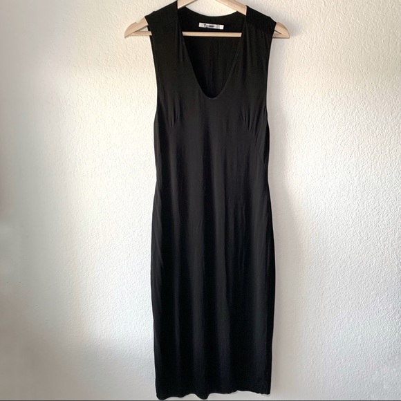 Alexander Wang Sleeveless Midi Jersey Bodycon Dress Black Medium - Picture 3 of 11